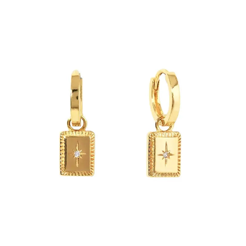 North Star Huggie Danglers in 925 Silver