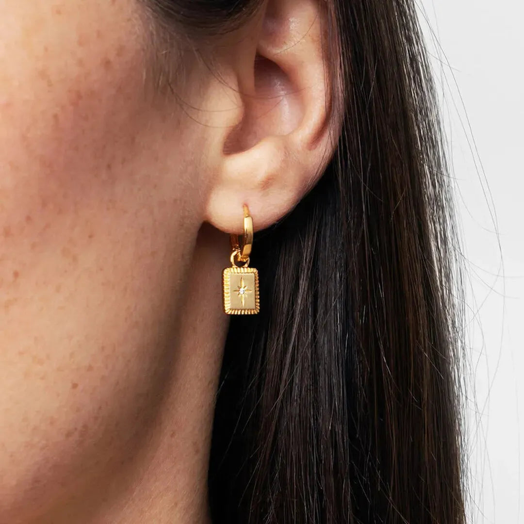 North Star Huggie Danglers in 925 Silver