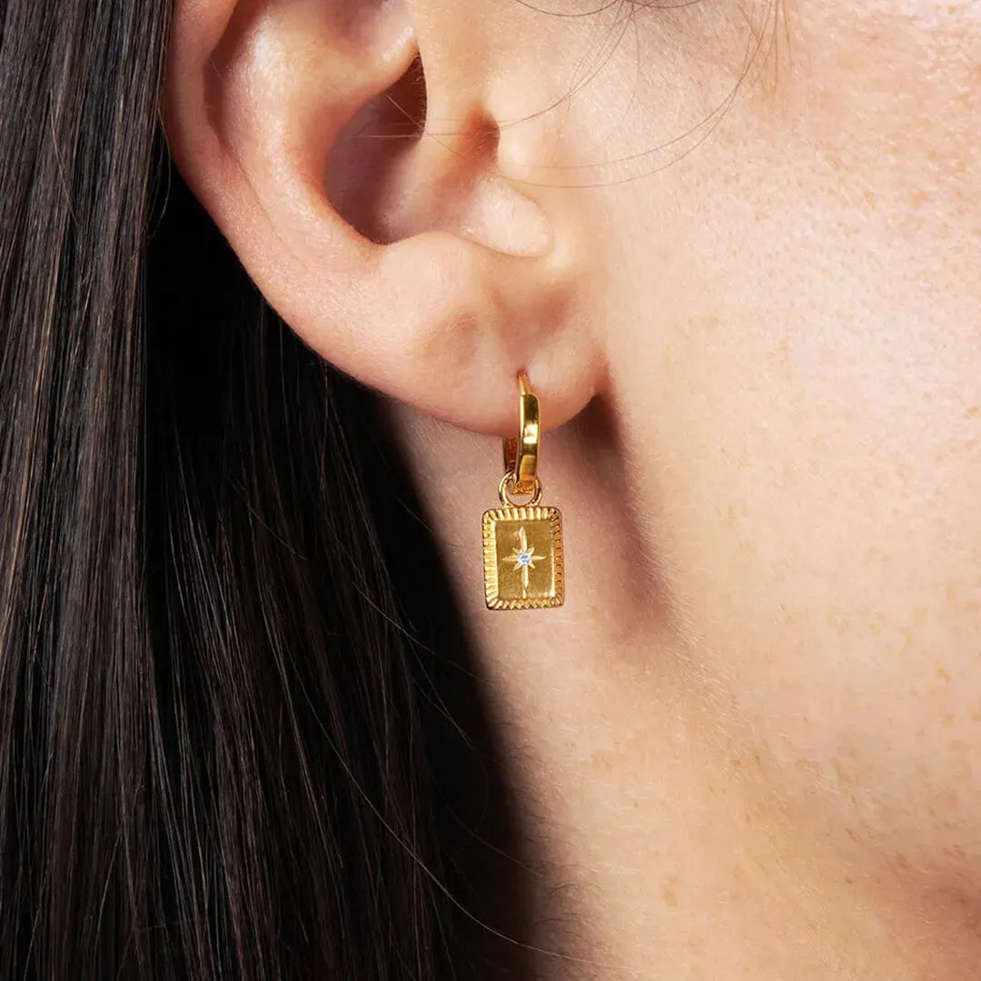North Star Huggie Danglers in 925 Silver