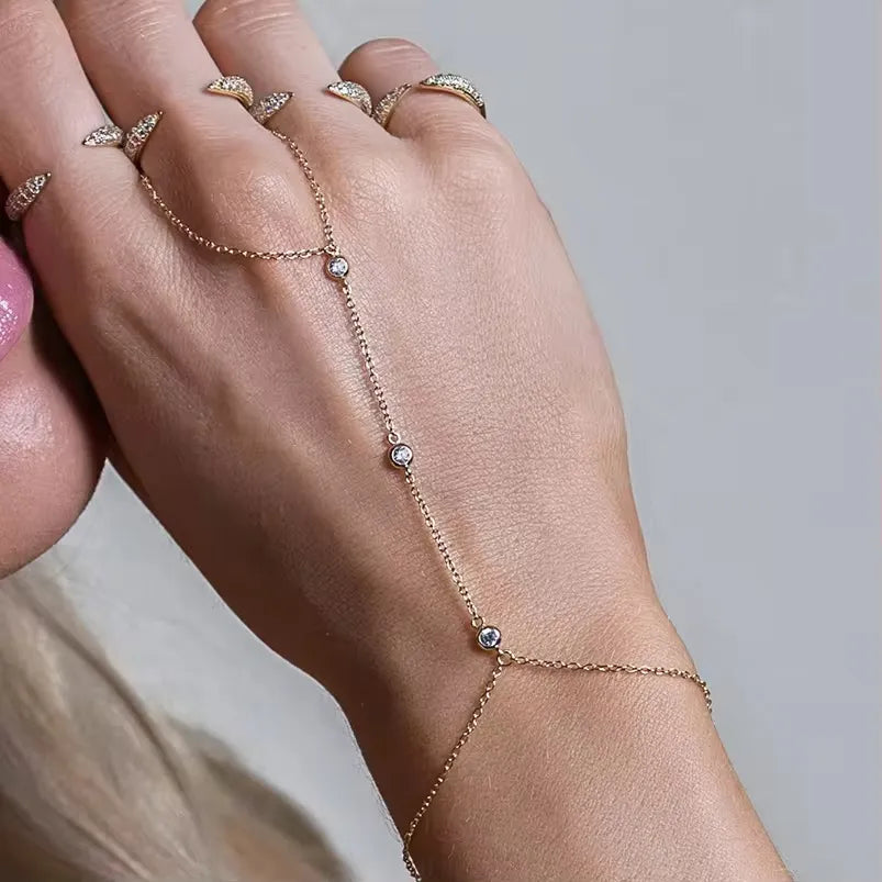 Ray Bezel Handchain bracelet and Ring
