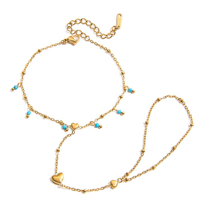 Heart Turquoise Handchain with Ring