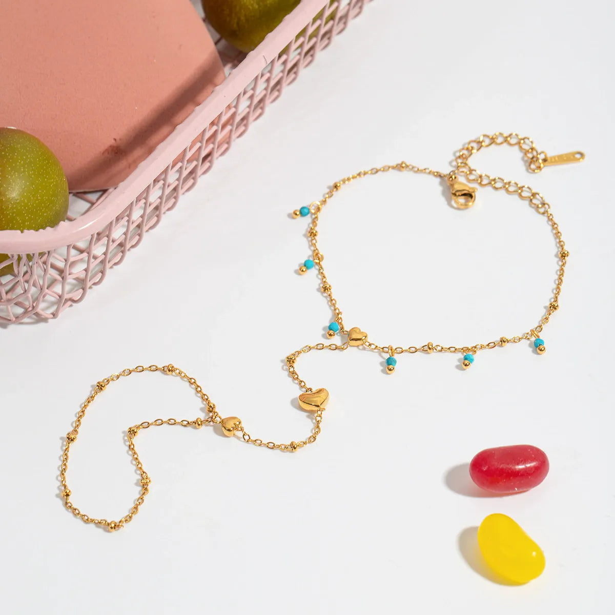 Heart Turquoise Handchain with Ring