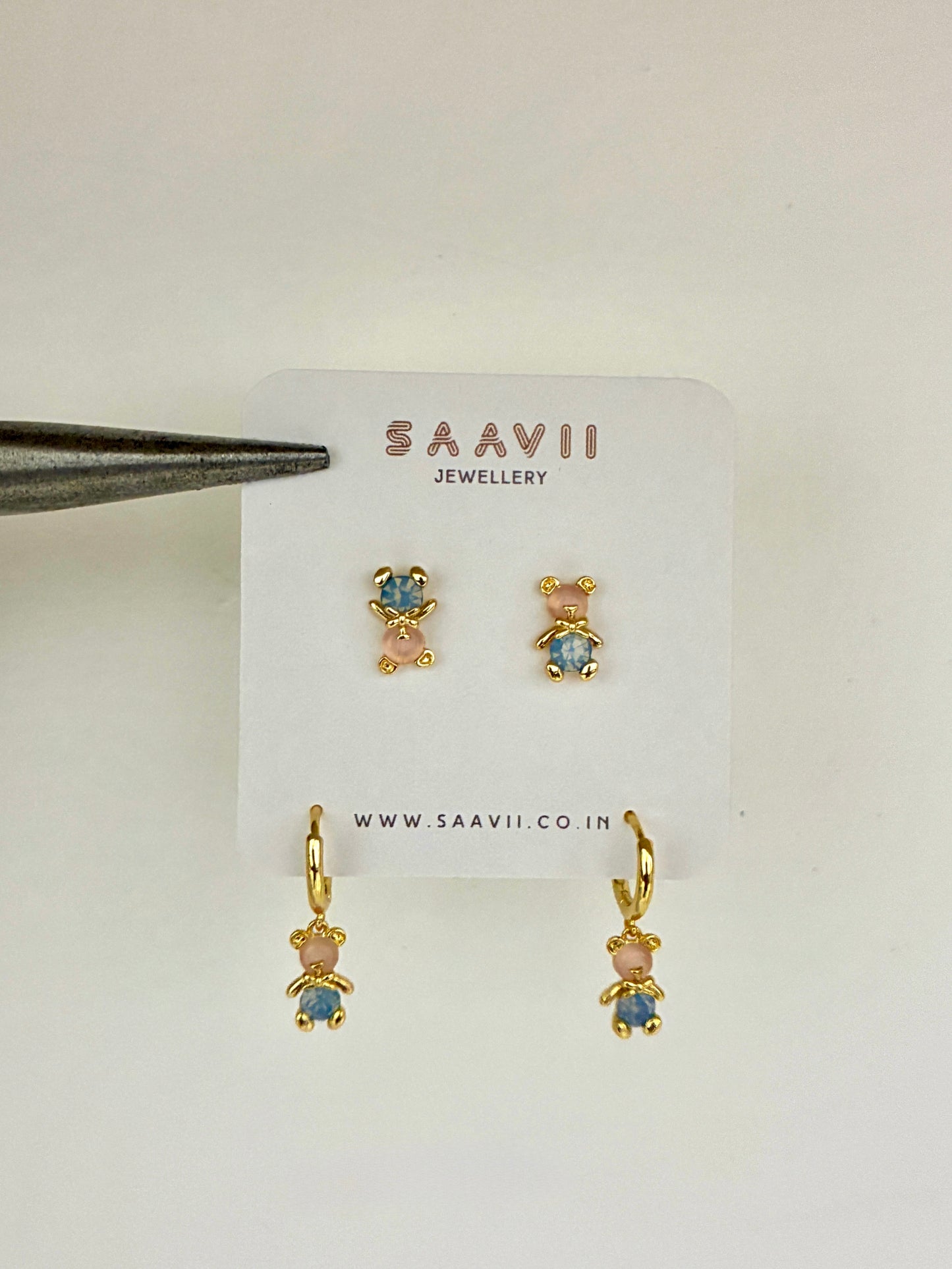 Peachy Blue Teddy Piercing Set