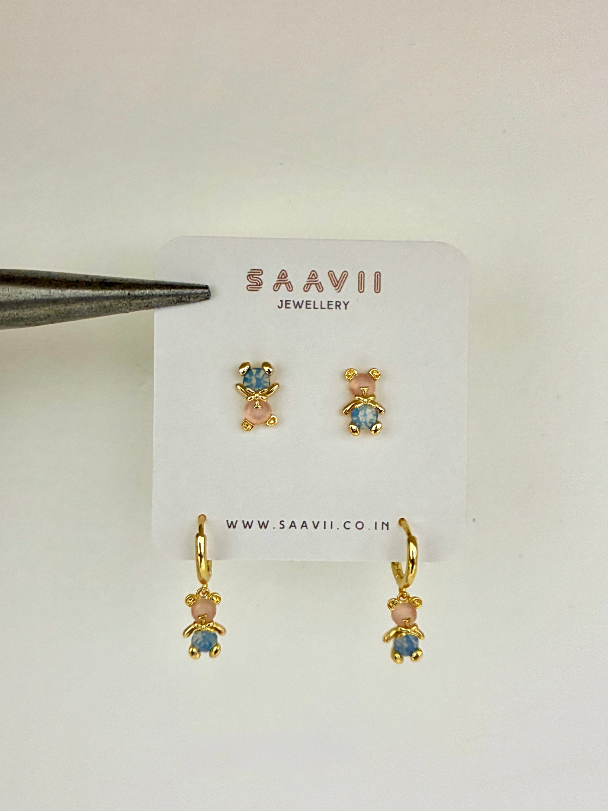 Peachy Blue Teddy Piercing Set
