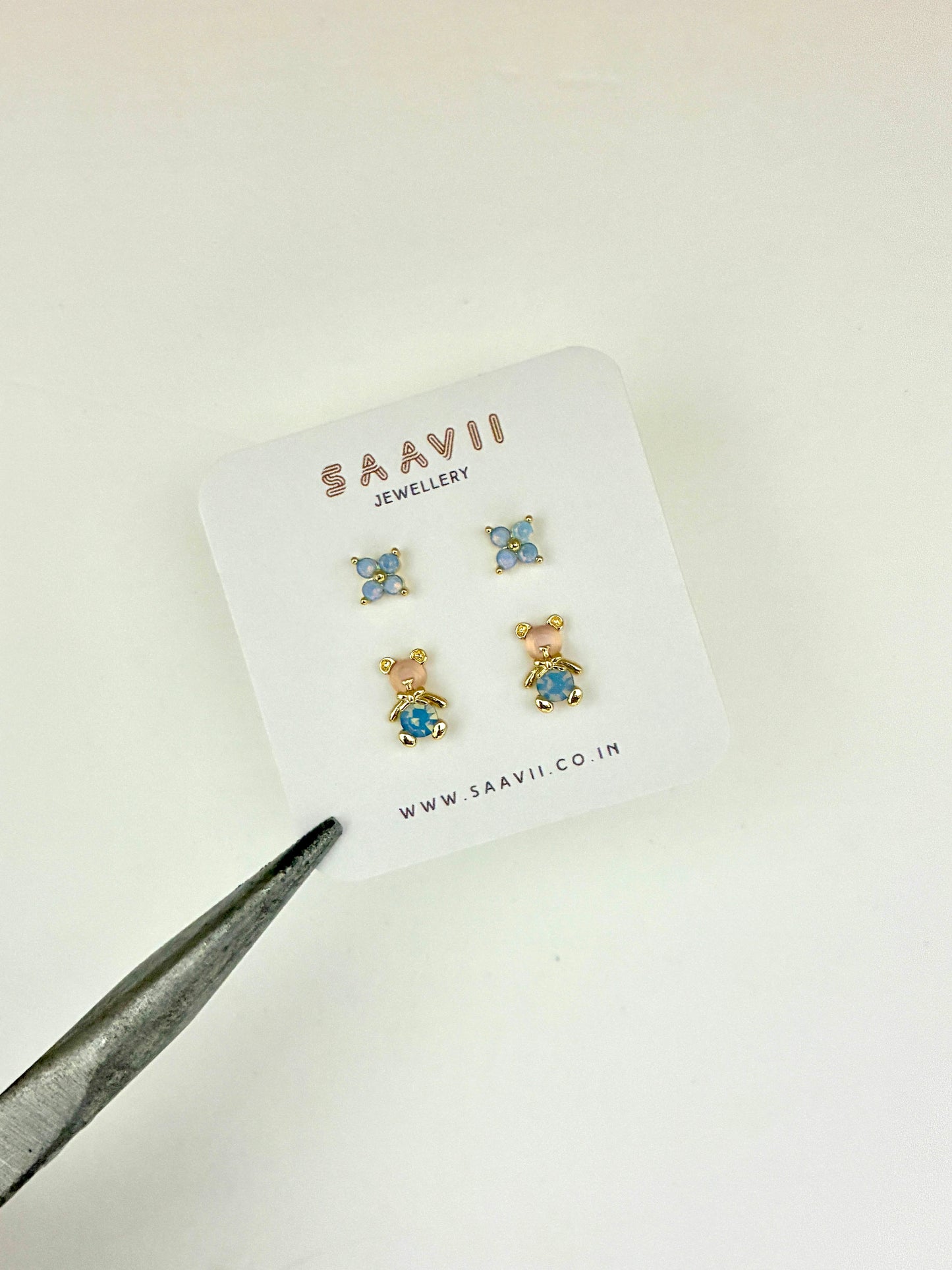 Peachy Blue Teddy Piercing Set