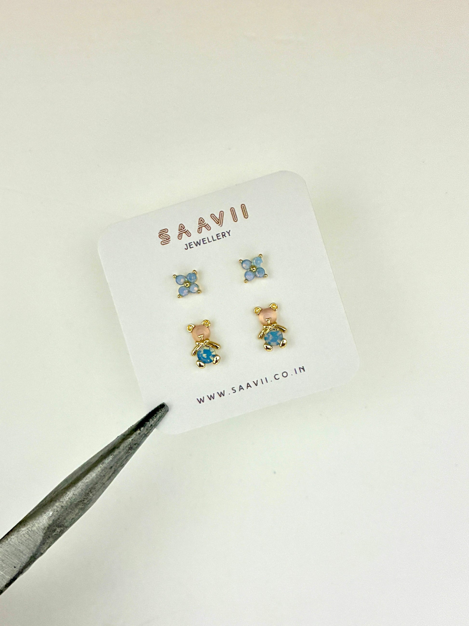 Peachy Blue Teddy Piercing Set