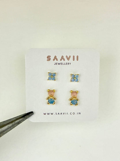 Peachy Blue Teddy Piercing Set