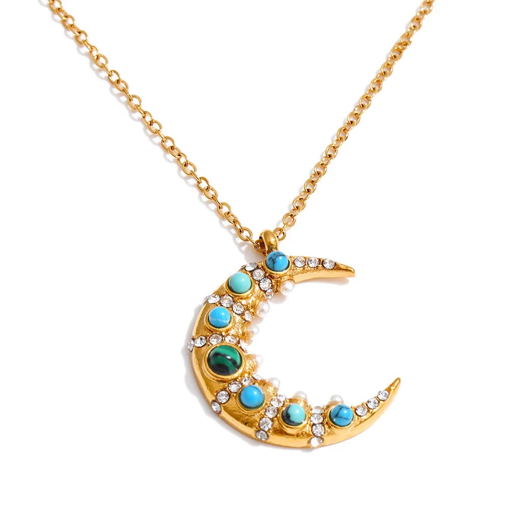 Turquoise Crescent Necklace