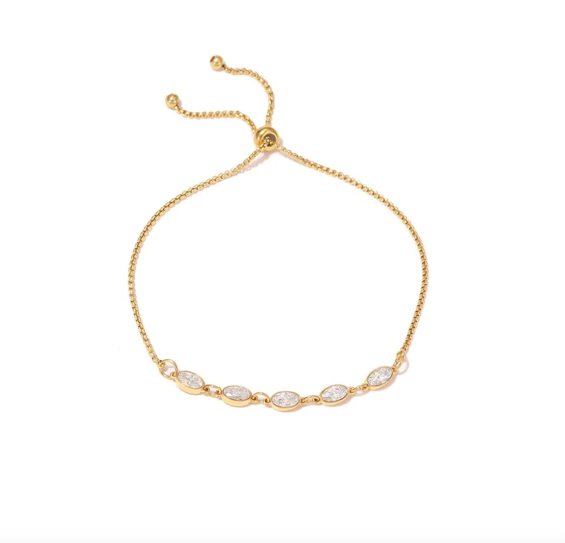 Oval Solitaire Adjustable Fluid Bracelet
