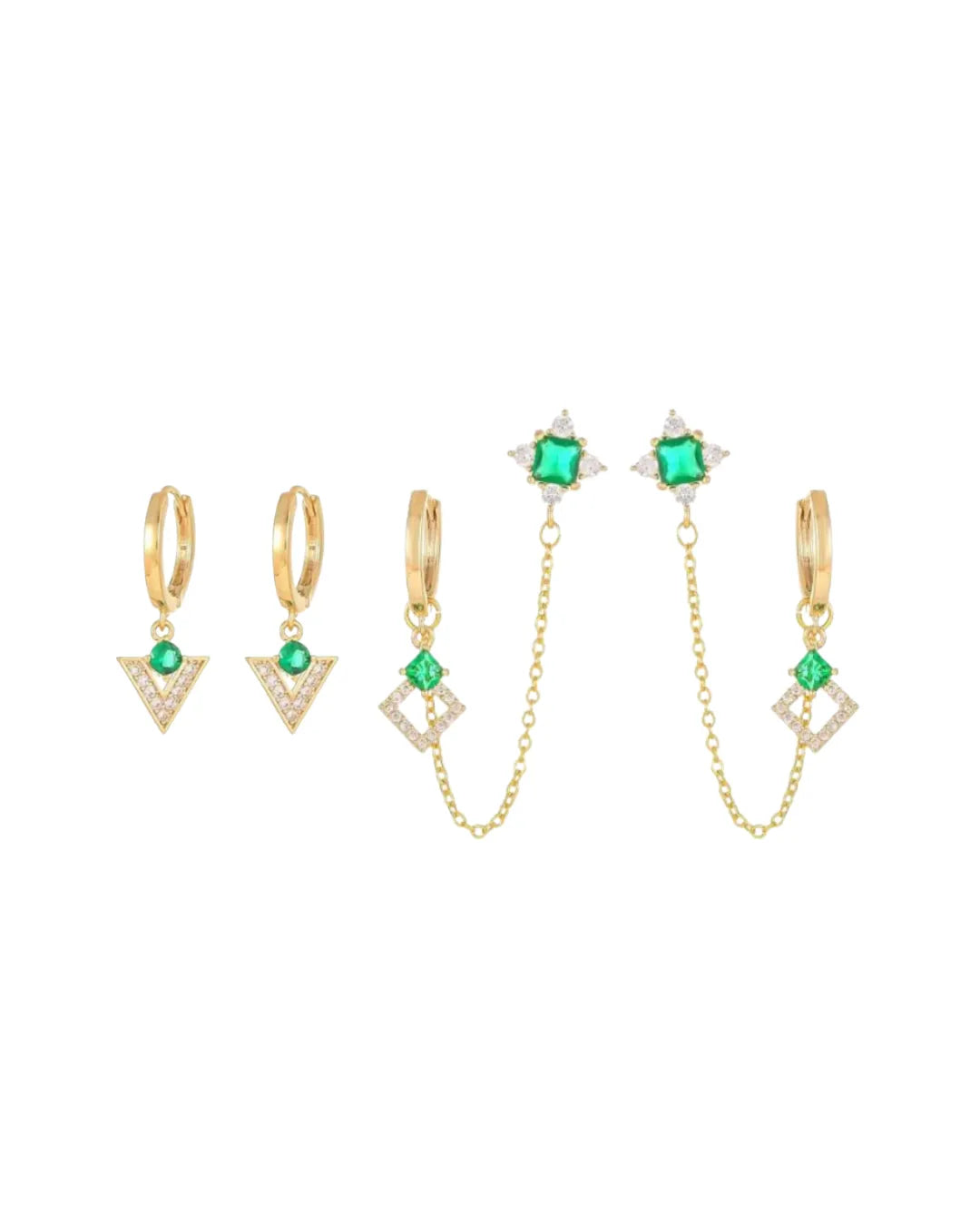 Geometrical Green Piercing Set