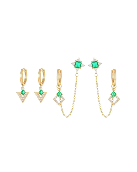 Geometrical Green Piercing Set
