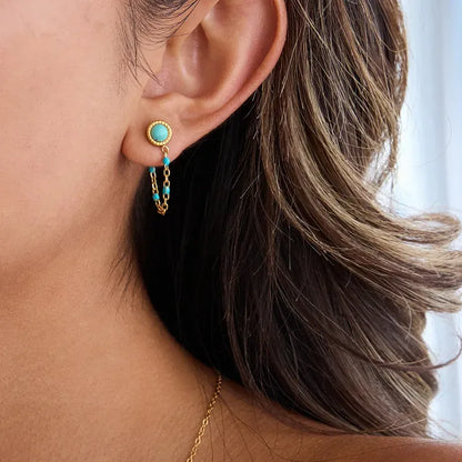 Blue Turquoise Dangler Earrings