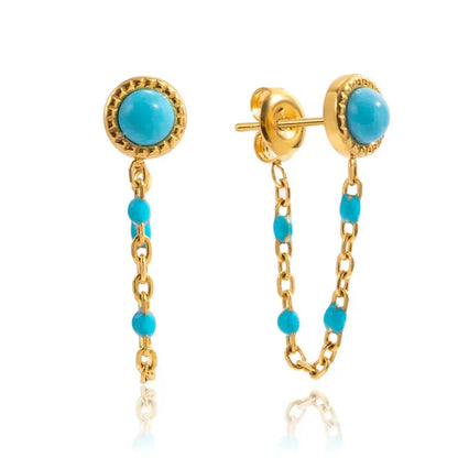 Blue Turquoise Dangler Earrings