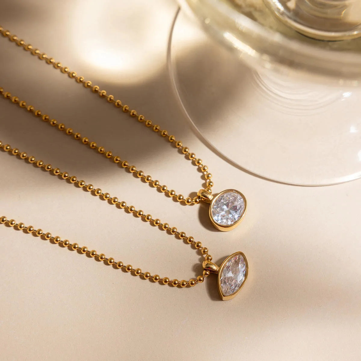 Selene Ball Chain Solitaire Necklace