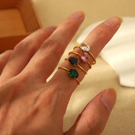 Adjustable Oval Stone Ring Series