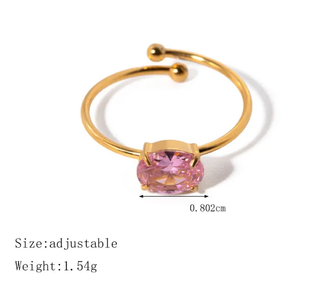 Adjustable Oval Stone Ring Series