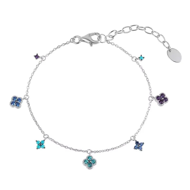 Bespoke Clover Fluid Bracelet in 925 Silver, Purple