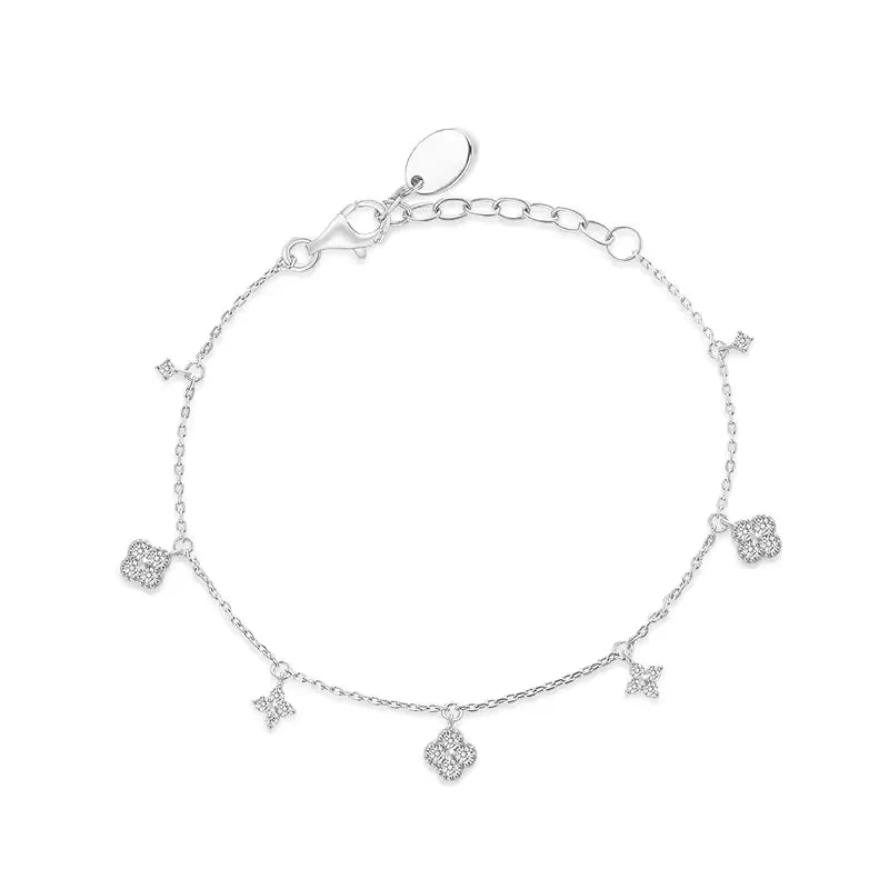 Bespoke Clover Fluid Bracelet in 925 Silver, Silver