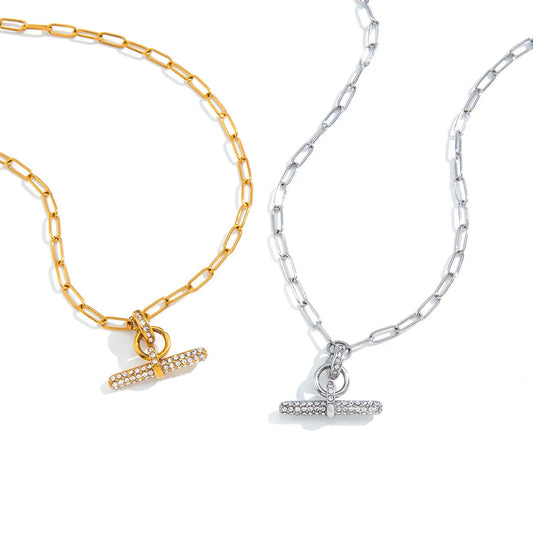 T-Bar Necklace, Pave