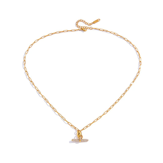 T-Bar Necklace, Pave