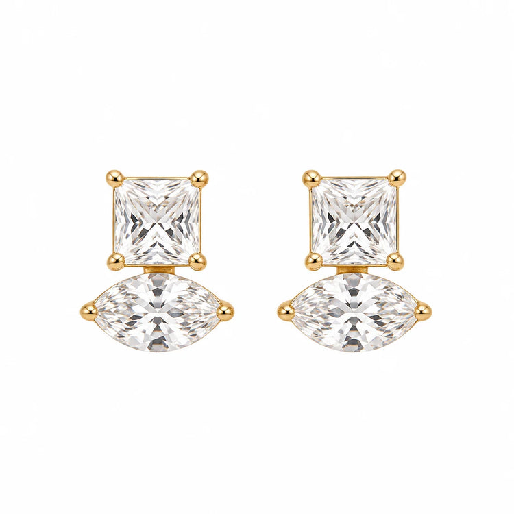 Marquise Princess-cut Studs